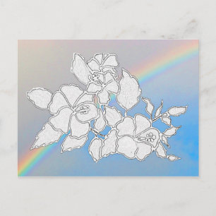 Postal Festiva Postcard - Flores hibiscus a color