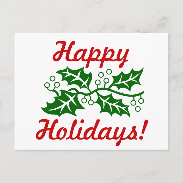 Postal Festiva Postcard - Holly Greetings (Anverso)