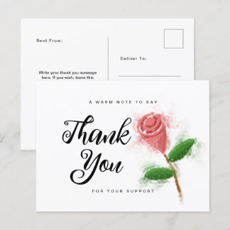 Postal Festiva Postcard Rosa femenino Estilo de acuarela floral