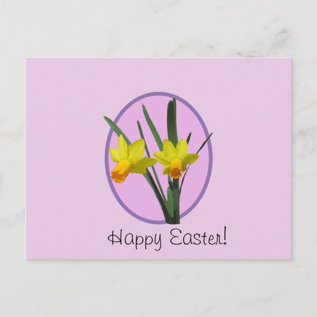 Postal Festiva Postcard - Saludo de Pascua Daffodil (Anverso)