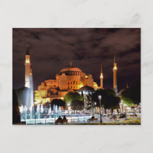 Postal Festiva Postcard Santa Sofia Mosque in Istanbul, Turkey