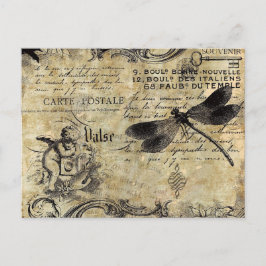 Postal Festiva Postcard - Vintage Cherub Dragonfly