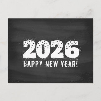 Postal Festiva Postcard with text of 2026 on chalkboard. New year
