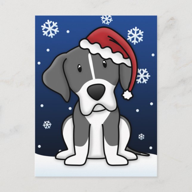 Postal Festiva Postcarta de Kawaii Mantle Great Dane Navidades (Anverso)