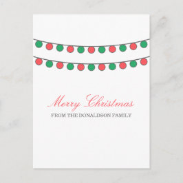 Postal Festiva Postcarta de la Red Green Holiday con luces
