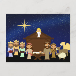 Postal Festiva Postcarta de Navidades de la escena de la Nativida