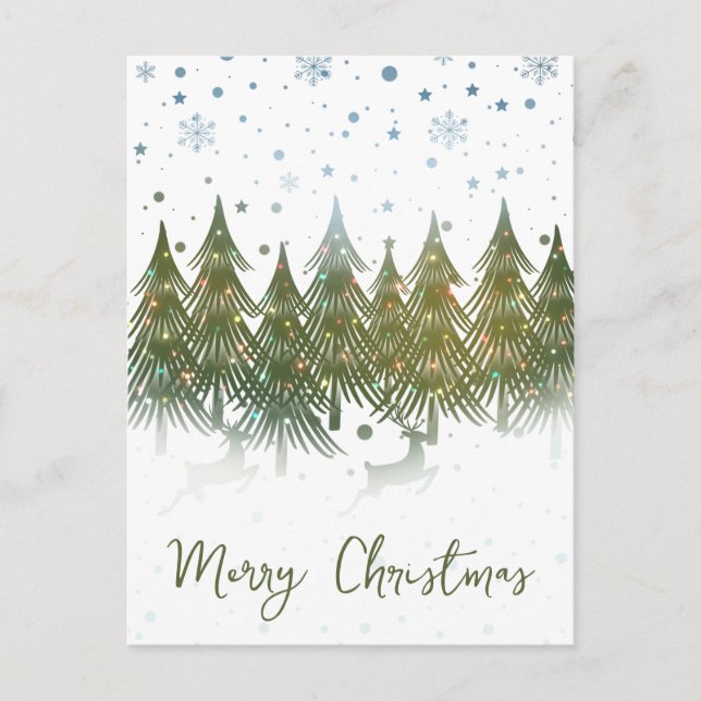 Postal Festiva Postcarta de Navidades de vacaciones de renos fore (Anverso)