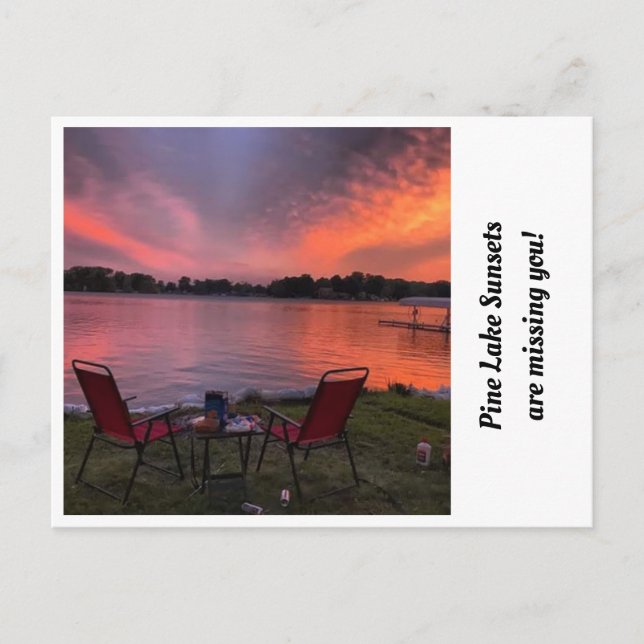 Postal Festiva Postcarta de Pine Lake Sunset (Anverso)