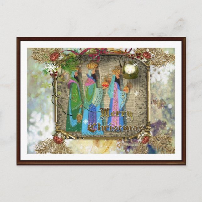 Postal Festiva Postcarta De Tres Reyes De Navidades Orientales (Anverso)