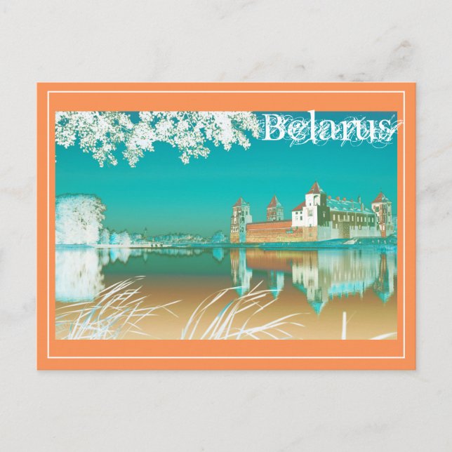 Postal Festiva Postcarta sobre la arquitectura del castillo Mir d (Anverso)