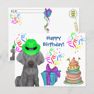 Postal Festiva Postcross - Brooklyn, el cumpleaños de Weimaraner