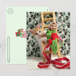 Postal Festiva Postcrossing - Annie La Gatita y el Elfo 