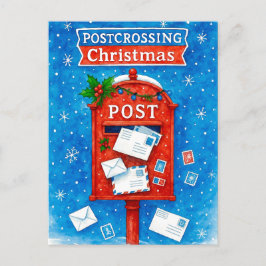Postal Festiva Postcrossing Christmas Watercolor Mailbox Postcard