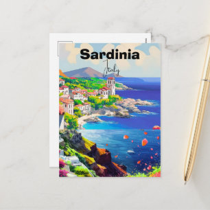 Postal Festiva Póster de Cerdeña Italia Recuerdo Decoración del M