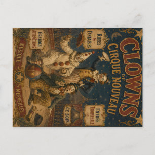 Postal Festiva Póster de Circo Vintage Payasos Triunfales - Circo