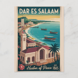 Postal Festiva Póster de Dar es Salaam Tanzania Arte de viaje Tan