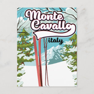Postal Festiva poster de esquí monte cavallo Italy