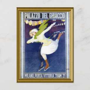 Postal Festiva Poster de patinaje de Italia en los años 20