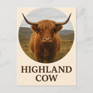 Postal Festiva Póster de retrato de vaca de las Highlands con "Va