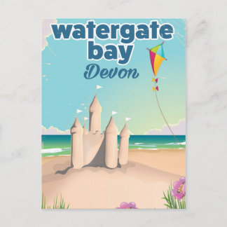 Postal Festiva poster de vacaciones de watergate bay devon sandca