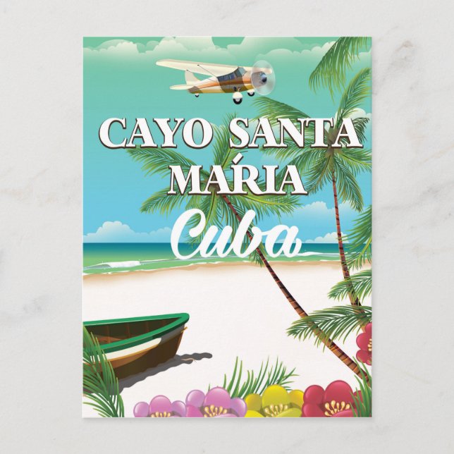 Postal Festiva Poster de vacaciones en la playa cubana de Cayo Sa (Anverso)