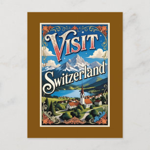 Postal Festiva Póster de viaje de Suiza,