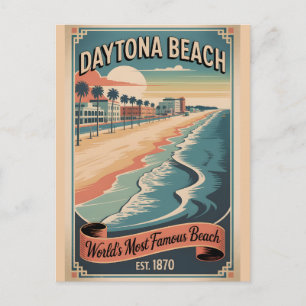 Postal Festiva Póster de viaje retro de Daytona Beach Florida Vin