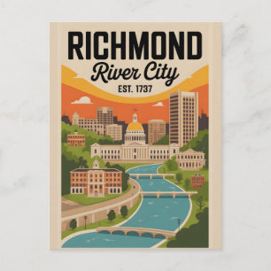 Postal Festiva Póster de viaje retro de Richmond Virginia antiguo