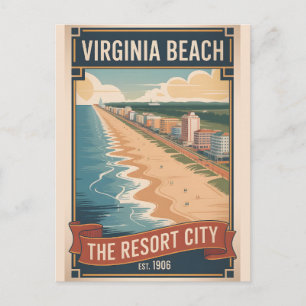 Postal Festiva Póster de viaje retro de Virginia Beach