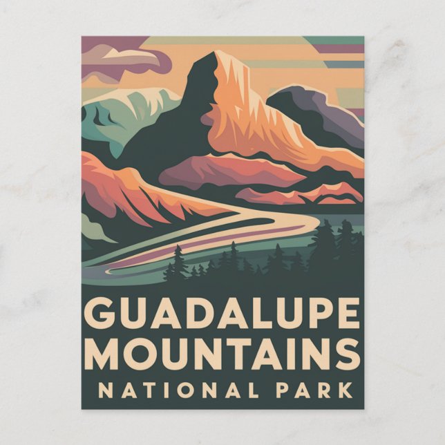 Postal Festiva Poster del Parque Nacional de las Montañas Guadalu (Anverso)