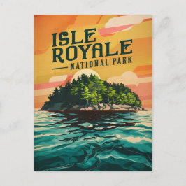 Postal Festiva Poster del Parque Nacional Retro Isle Royale