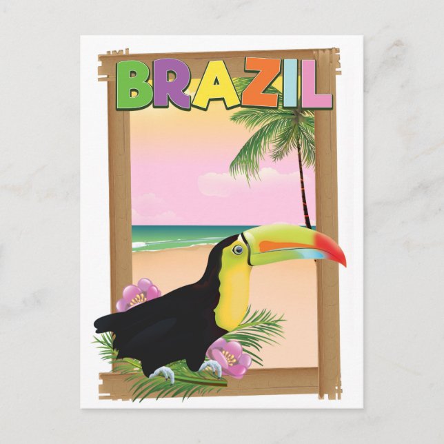Postal Festiva Poster turístico de playa de Brasil (Anverso)