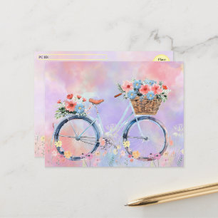 Postal Festiva Posttravesía - Bicicleta Pastel con flores