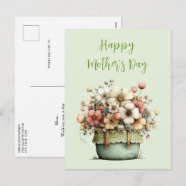 Postal Festiva Potted Flowers Cozy Shabby Cute Mother's Day