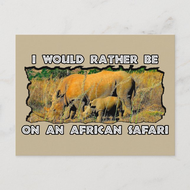 Postal Festiva Prefiero Lotes De Rinoceronte Safari Africano (Anverso)