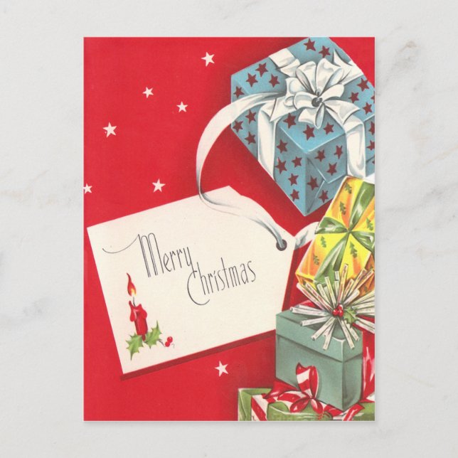 Postal Festiva Presentes de vintage (Anverso)