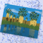 Postal Festiva Preservación del valle de Coachella<br><div class="desc">Echa un vistazo a este impresionante ilustracion de lápiz de color de un hermoso oasis de palmeras en el desierto y prepárate para explorar. ¡Mira también mi tienda para más diseños! Recolectar todos los parques, estoy creando otros nuevos todo el tiempo. ¡Chequea mi tienda para más caminatas, acampar, vanlife, pájaros...</div>