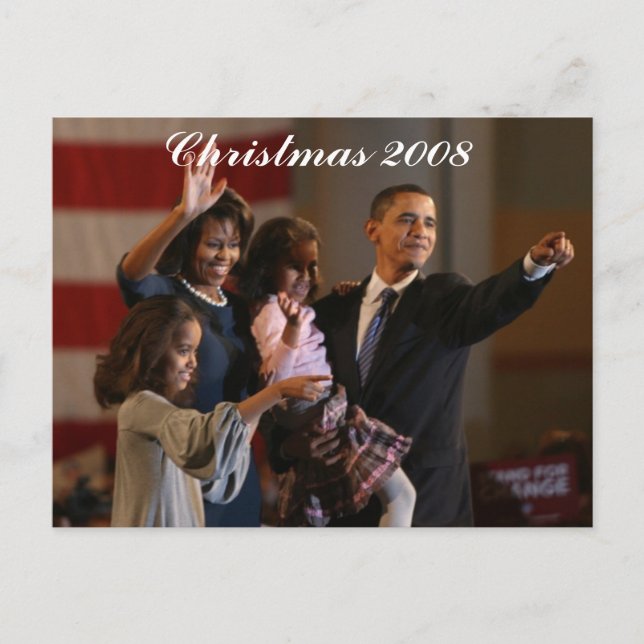 Postal Festiva Presidente Obama Primera Familia Keepsake (Anverso)