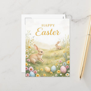 Postal Festiva Primavera elegante de la Pascua floral minimalista