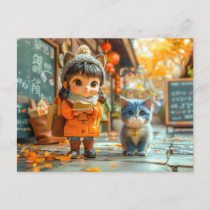 Postal Festiva Primer Día de Escuela con Mi Gato