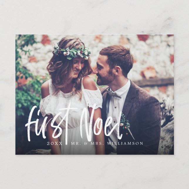 Postal Festiva Primer Noel Newlyweds Sr. y Sra. 1st Navidades Fot (Anverso)