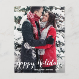 Postal Festiva Primeras navidades casadas con blanco comprometido