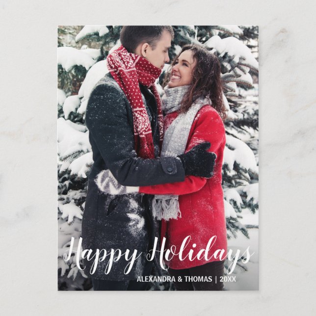 Postal Festiva Primeras navidades casadas con blanco comprometido (Anverso)