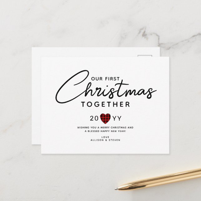 Postal Festiva Primeras Navidades Juntos Parejas (Anverso/Reverso In Situ)