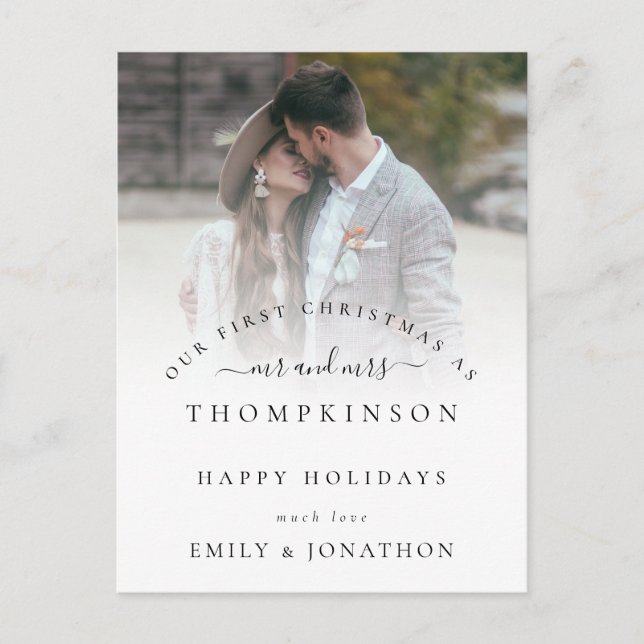 Postal Festiva Primeras navidades Sr. y Sra. Photo Names (Anverso)
