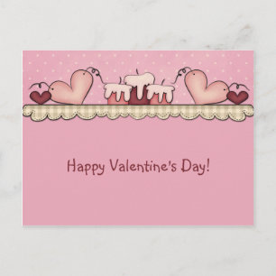 Postal Festiva Primitive Country Hearts Candles Valentines