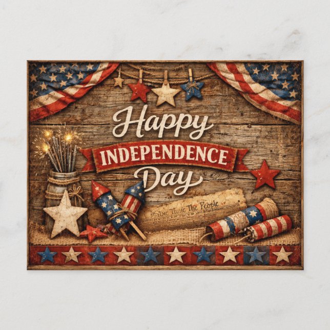 Postal Festiva Primitive Rustic Independence Day (Anverso)