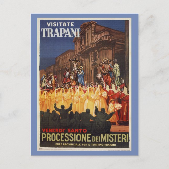 Postal Festiva Procesión cristiana de Pascua de Italia Trapani (Anverso)