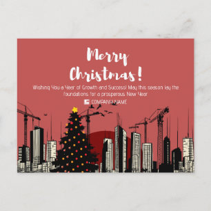 Postal Festiva Profesión de Construcción de Skyline Festivo y Árb