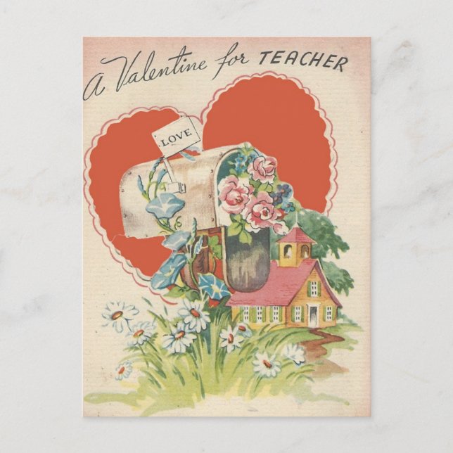 Postal Festiva Profesora de época Valentine (Anverso)